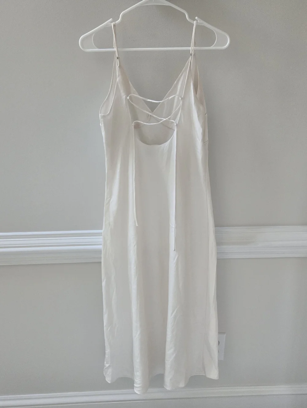 Abercrombie & Fitch White Lace Up Back Slip Midi Dress Size Large - Picture 3 of 7